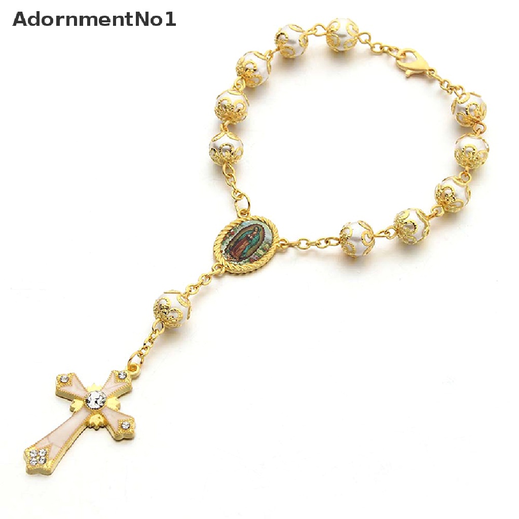 (AdornmentNo1) Gelang Tangan Manik-Manik Motif Yesus Warna Emas Untuk Wanita / Hadiah