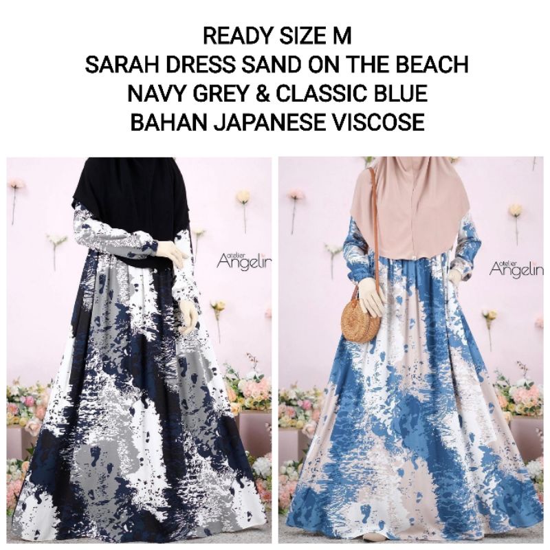 (SIZE M) NWT SARAH DRESS SAND ON THE BEACH NAVY GREY & CLASSIC BLUE ATELIER ANGELINA (NANURA SHOP)