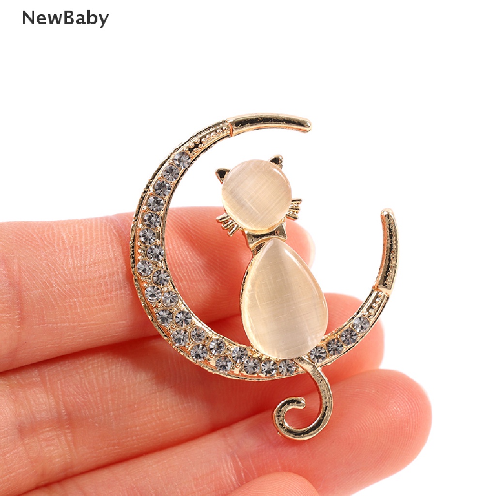 NewBaby Rhinestone Opal Cat Brooch for Women Baroque Trendy Elegant Brooch Pins Gifts ID