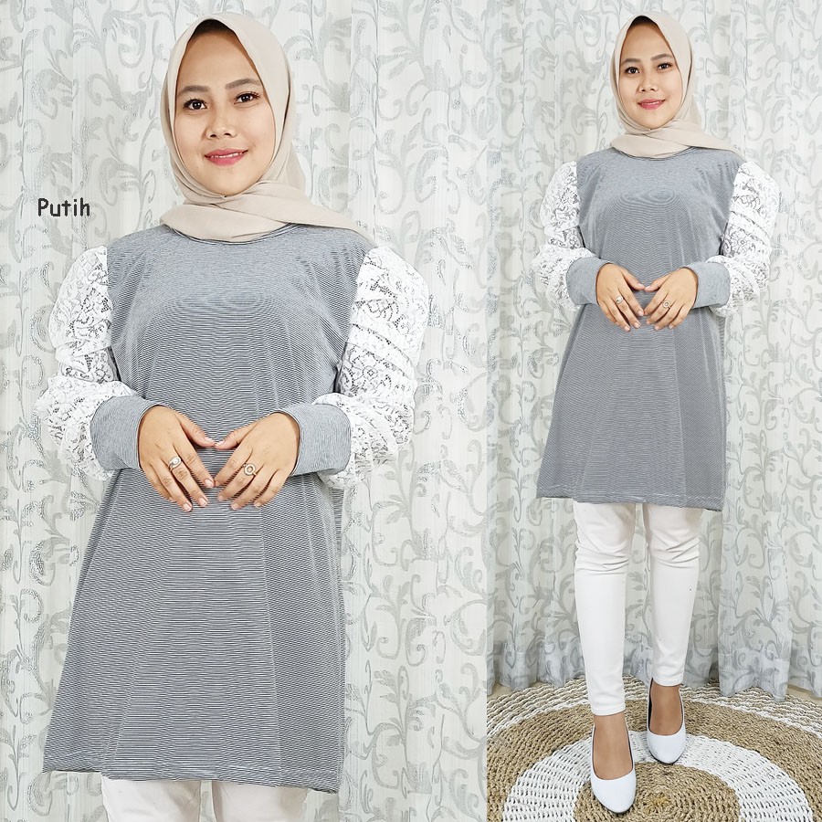 TUNIK BROKAT LENGAN KERUT DEJAYA GL FASHION