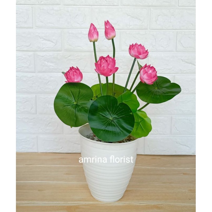 bunga teratai artificial//bunga lotus plastik pot tawon