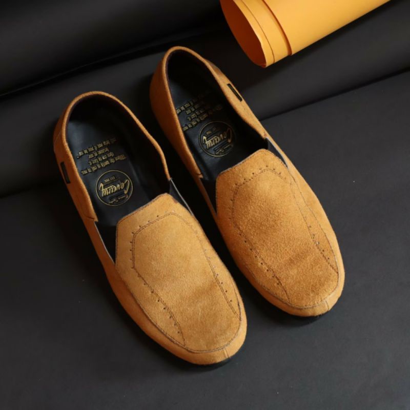 bungkusuku jester - Sepatu Kasual Pria Slip On Casual Kulit Suede Slop Santai Kerja Formal Modern Trendi