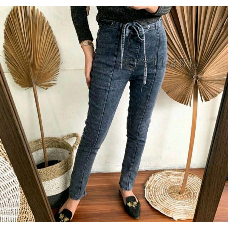 MURAH LEBAY OKINA CELANA JEANS WANITA 7/9 BELAH // JEANS CAKAR TULANG BELAH