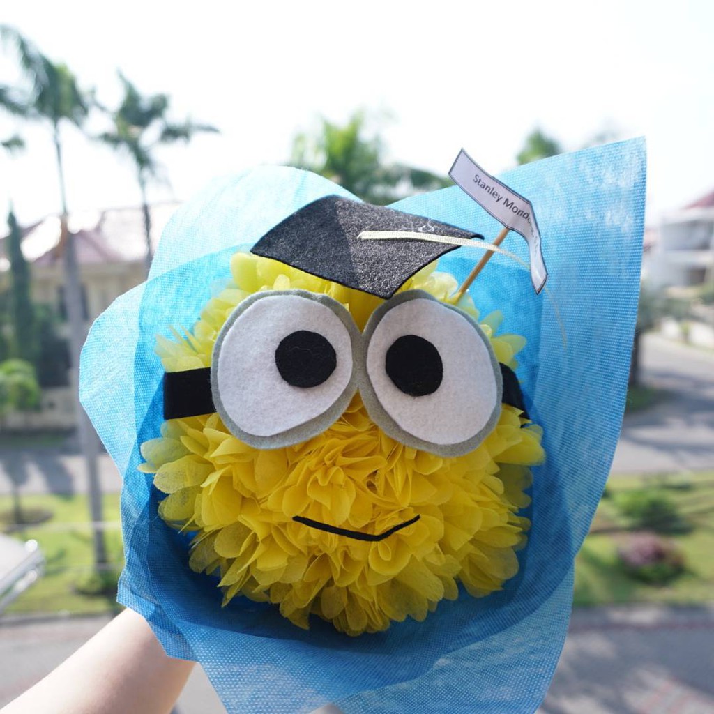 Bunga Kertas Paper Flower Karakter Minion Buket Wisuda Murah