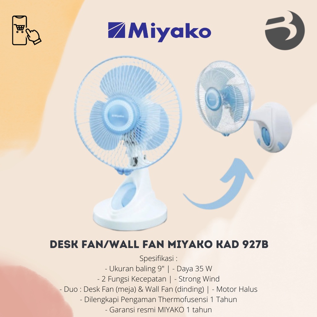 DESK FAN/WALL FAN MIYAKO KAD 927B