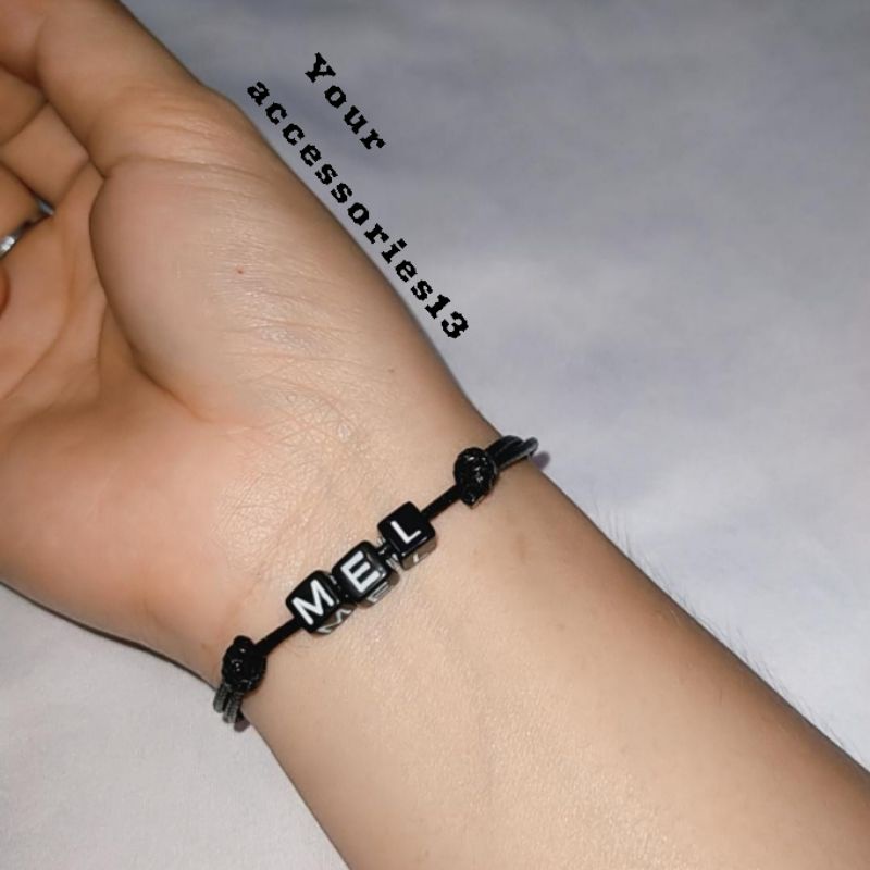 Gelang tali hitam custom nama