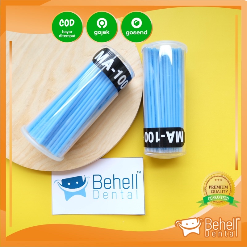 BEHELLDENTAL - MICRO APLICATOR 100pcs - Microbrush Gigi - Mikro Aplikator MikroAplikator - Brush Eyelash Bud - Dental Ortho Behel Untuk Poles Lem Behel - Bonding Original Pemoles kuku bulu mata