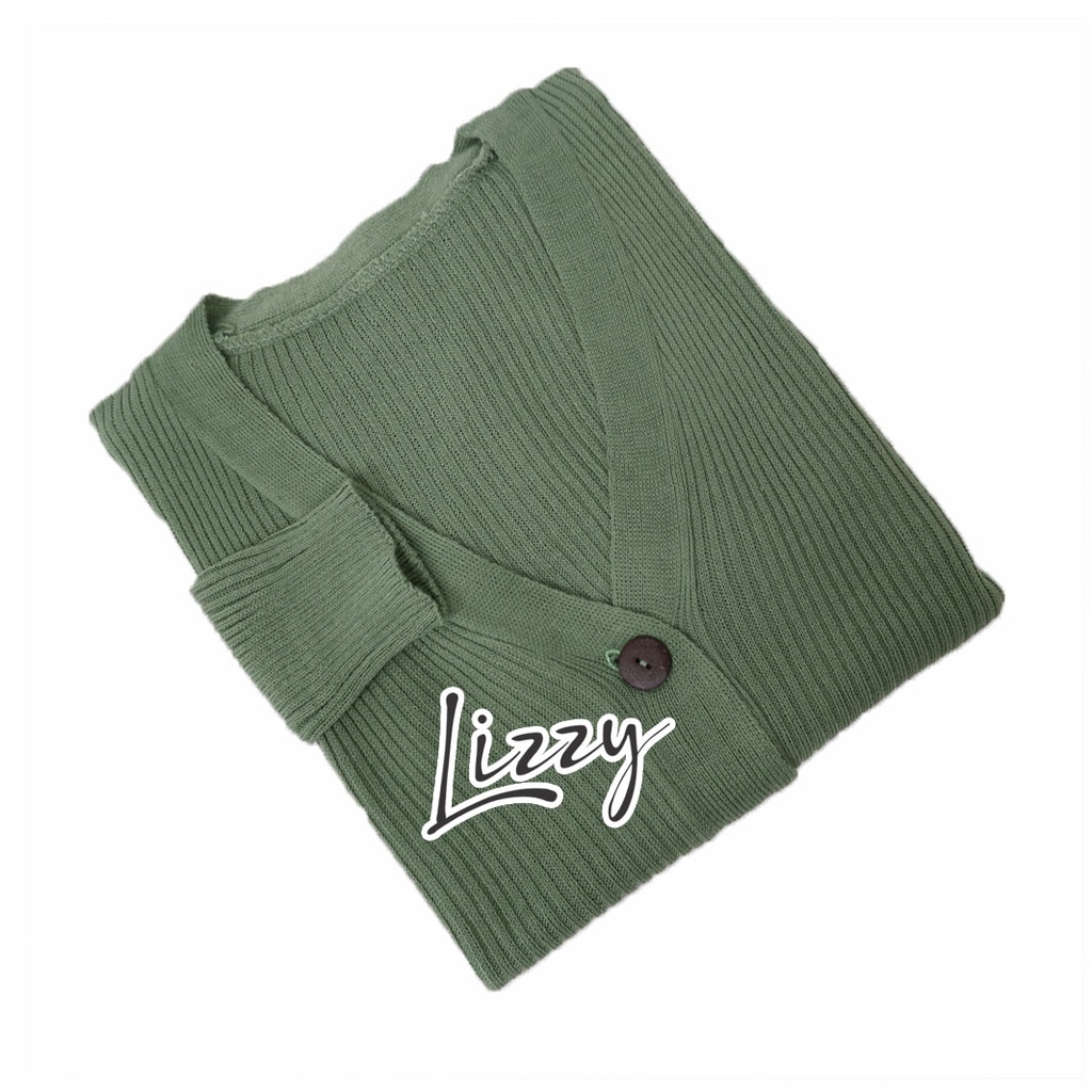 Lizzy - WILLY CARDI CROP BUTTON-matcha