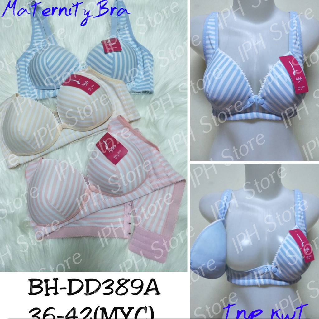 Bra / BH Menyusui Lydyly 389A Motif Salur (Busa Tipis, Tanpa Kawat, Kait 4)