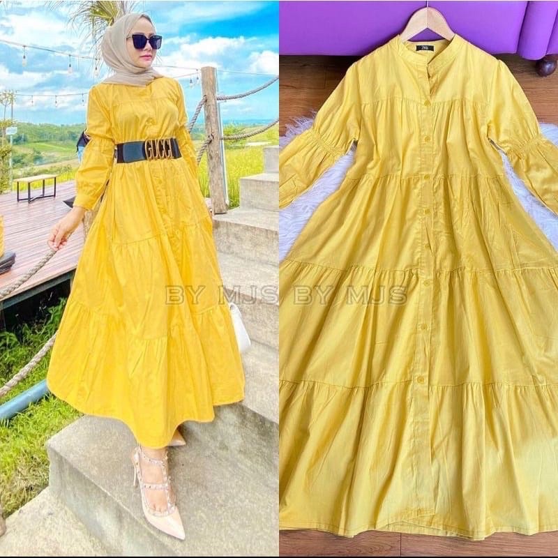 MAXI DRESS QIQI DRESS ZARA BASIC-Kuning