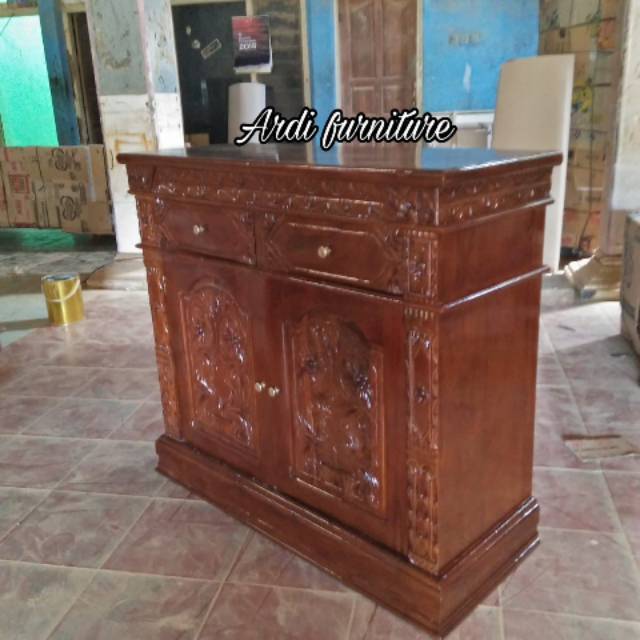 Meja tv bufet rak tv jati penyekat ruangan ukiran jepara