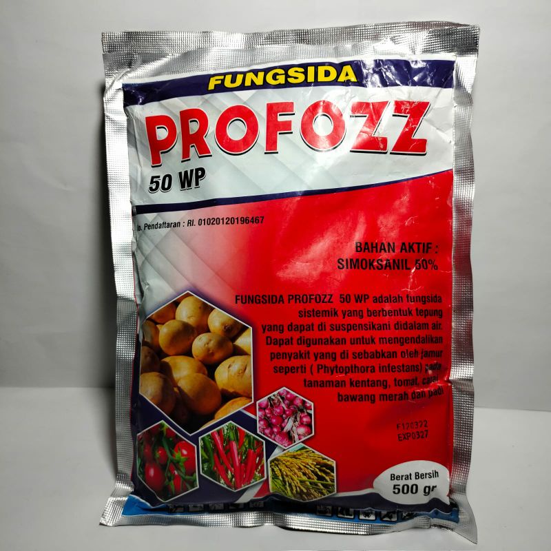 Fungisida Sistemik PROFOZZ 50WP 500 gram Bahan aktif  Simoksanil untuk mengadalikan Busuk Akar Batan