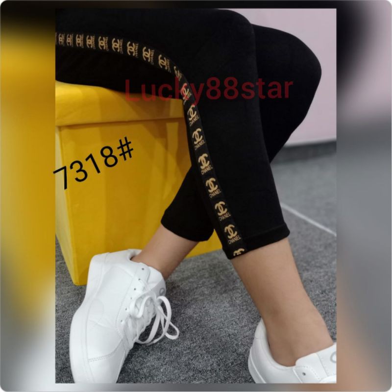 NEW LEGGING 7/8 CHANEL COKLAT IMPORT / LEGGING IMPORT MURAH / LEGGING MURAH