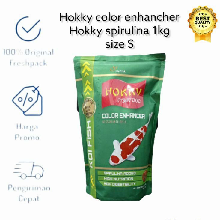 Hokky Hoki Spirulina Size S 1 kg Color Enhancer Makanan Pakan Pelet Ikan Koi 1kg