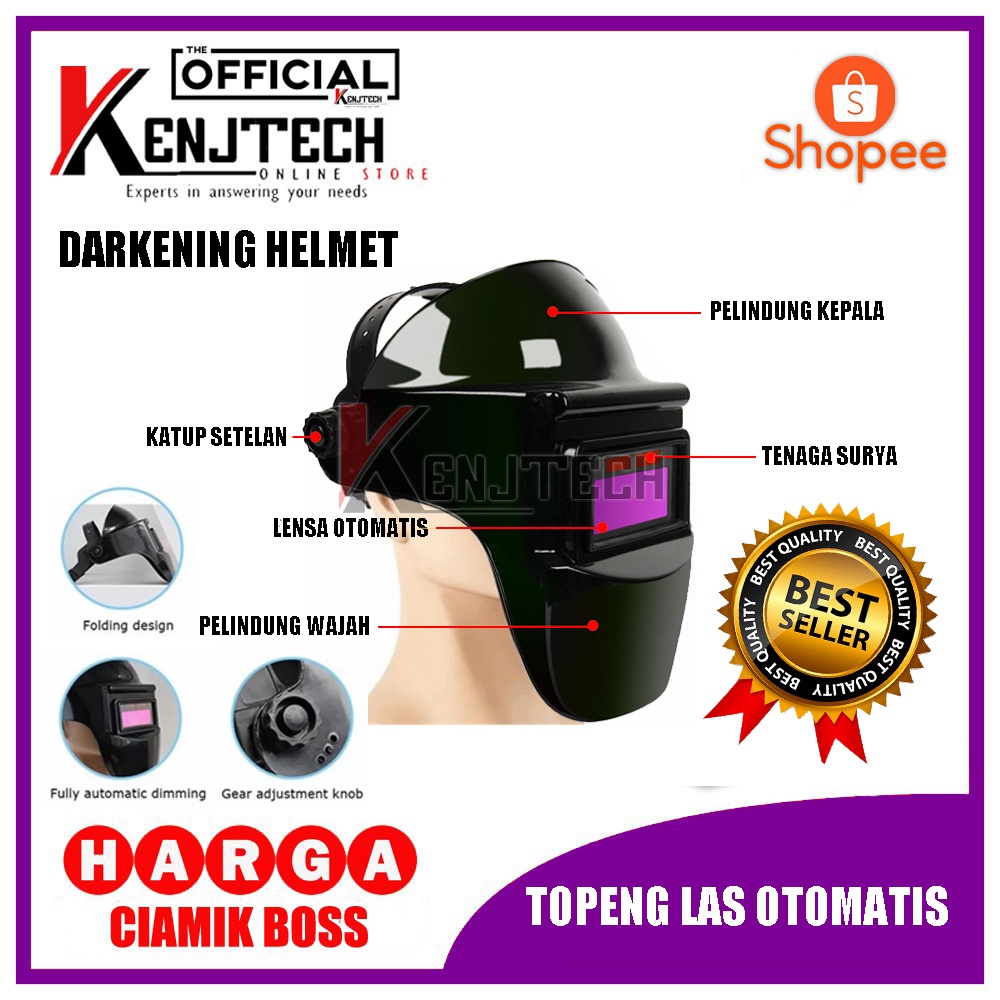 Jual Topeng Las Otomatis Darkening Auto Helm Variable Light Welding Mask Cap Topeng Las Murah