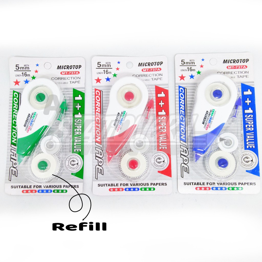 

[A+] Correction Tape + Refill | Tipex Kertas Bagus | Tipex Roll | Tipex Kering | Pita Koreksi
