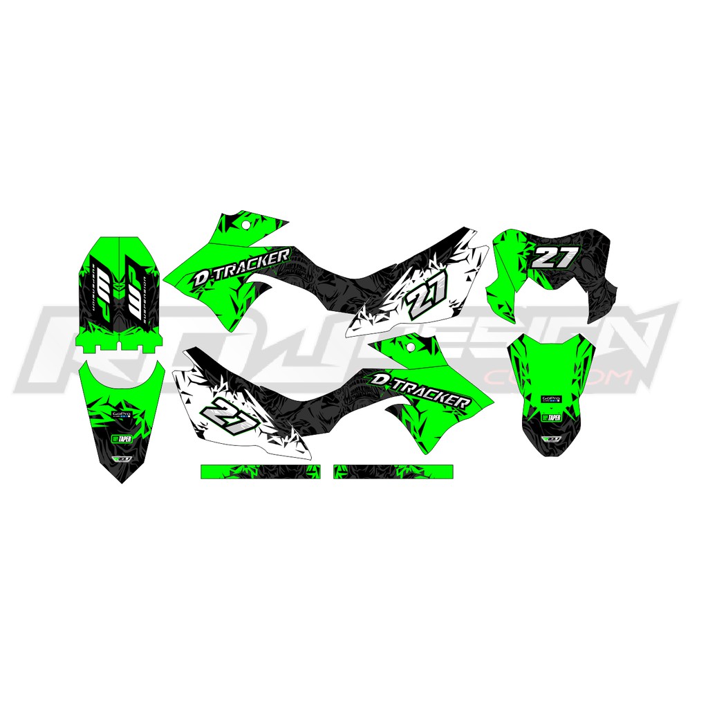 DECAL STICKER DTRACKER 150 SE/NEW (019) DEKAL STIKER KUNING HIJAU HITAM PUTIH