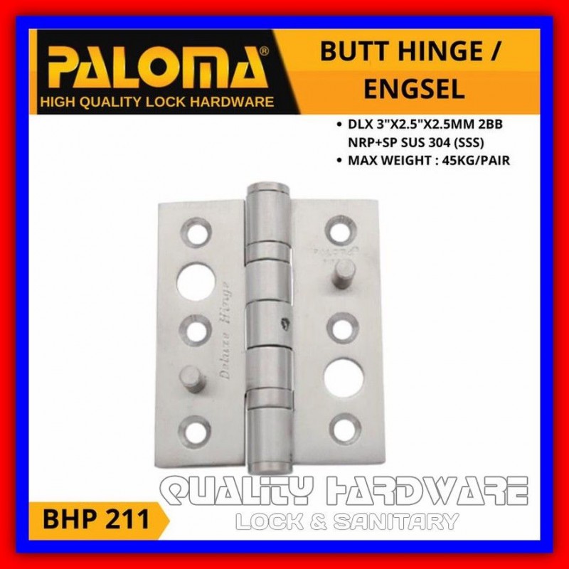 Engsel Jendela Stainless Paloma QHBHP 211 - 3" inch Engsel Jendela 3 Inch SUS 304 Murah Berkualitas