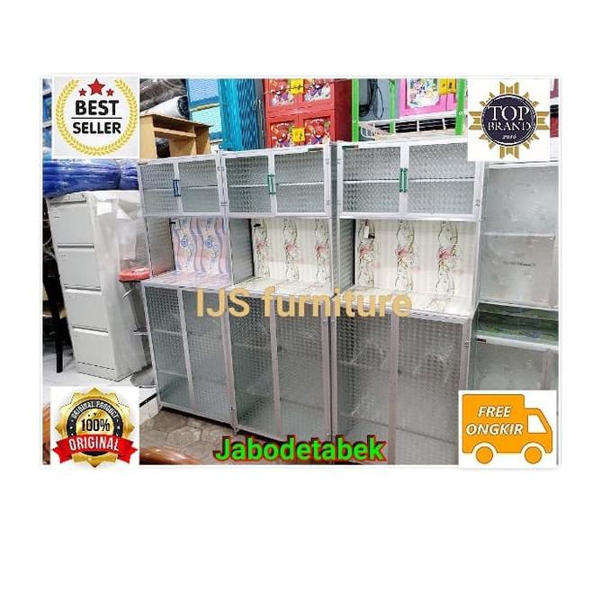 Rak Piring Mini 2 Pintu Kaca Polos