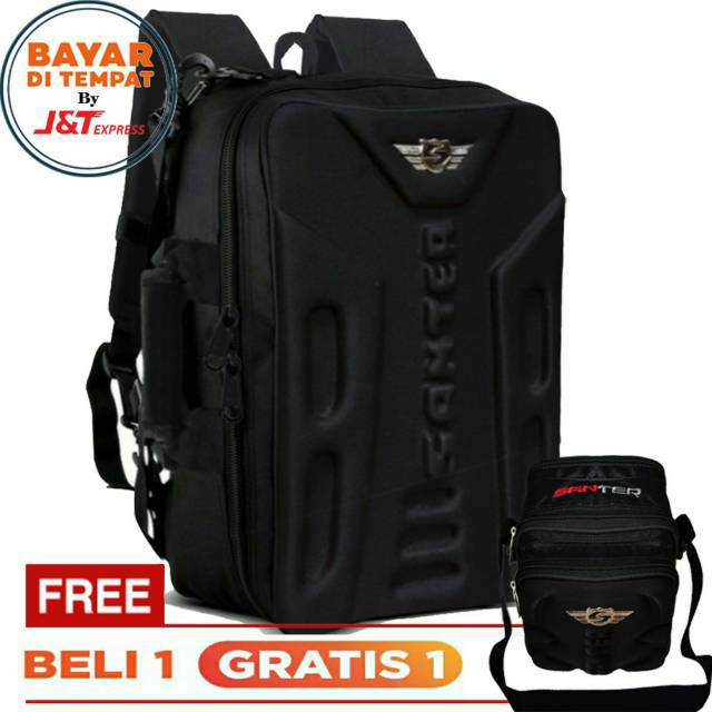 TAS LAPTOP SANTER EMBOSS 3 IN 1  (Ransel slempang dan jinjing) FREE SLEMPANG GADGET MINI S-2525