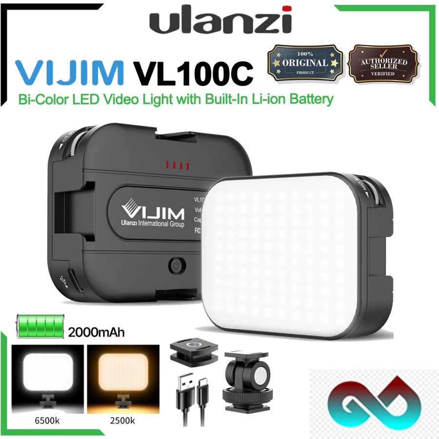 Ulanzi Vijim VL100C Bi Color Adjustable LED Video Light Lampu Studio