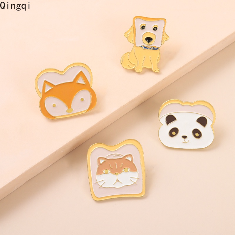 Bros Pin Enamel Bentuk Kartun Panda / Kucing / Rubah Lucu Untuk Hadiah