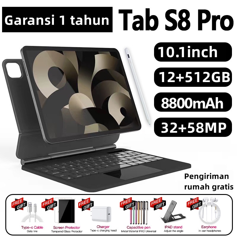 2022【COD+Pengiriman Lokal】Tablet PC Asli Baru Galaxy Tab S8 S8+ 12GB+512GB Tablet Android 10.1inch Layar Full Screen Layar Besar Wifi 5G Dual SIM Tablet Untuk Anak Belajar hp tablet tab advan Tablet Gaming kantor Tablet Murah