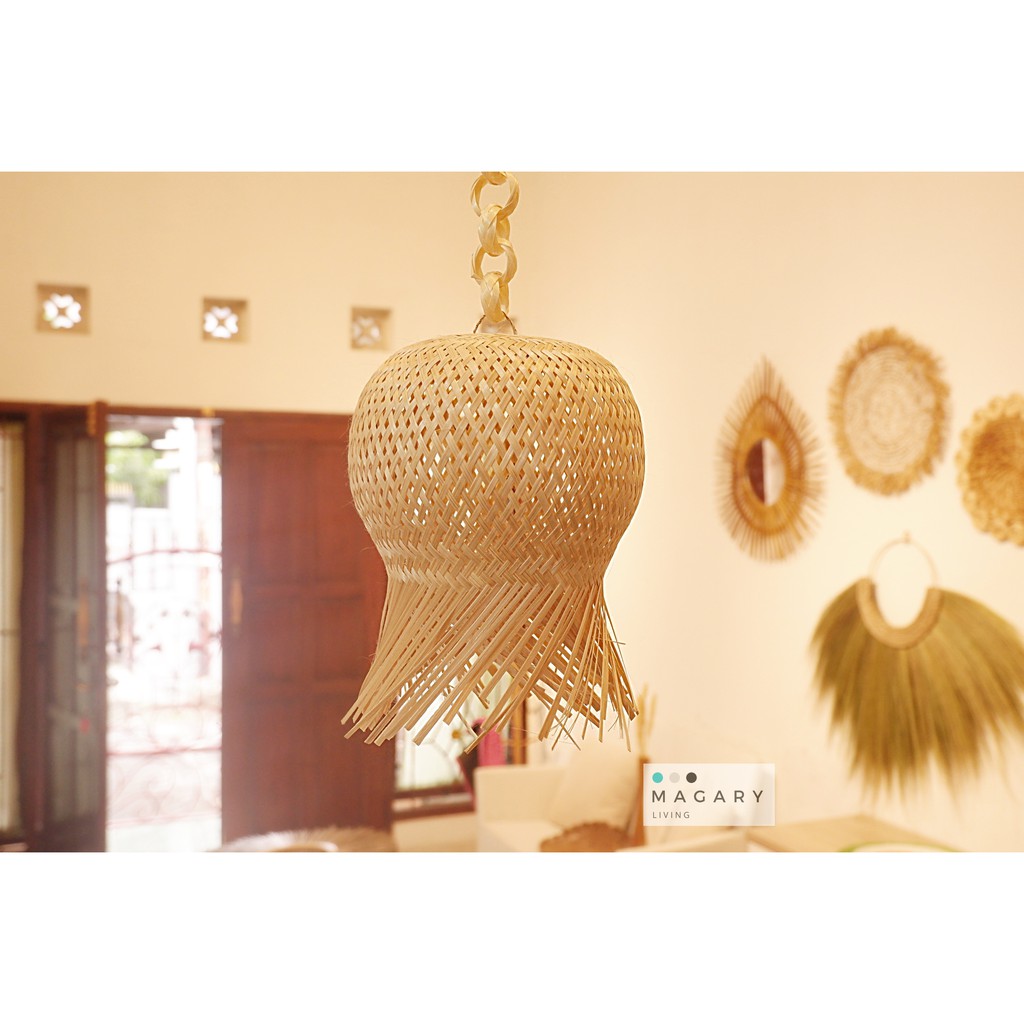 Jellyfish Lampshade -Lampu hias - lampu kayu - lampu rotan - lampu gantung - kap lampu bambu