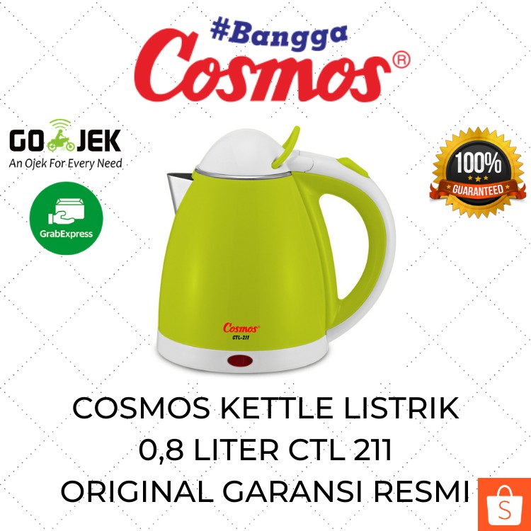 Cosmos Kettle Listrik 0.8 Liter CTL 211 / Pemanas Air Murah / Teko Elektrik Low Watt / Ceret Listrik