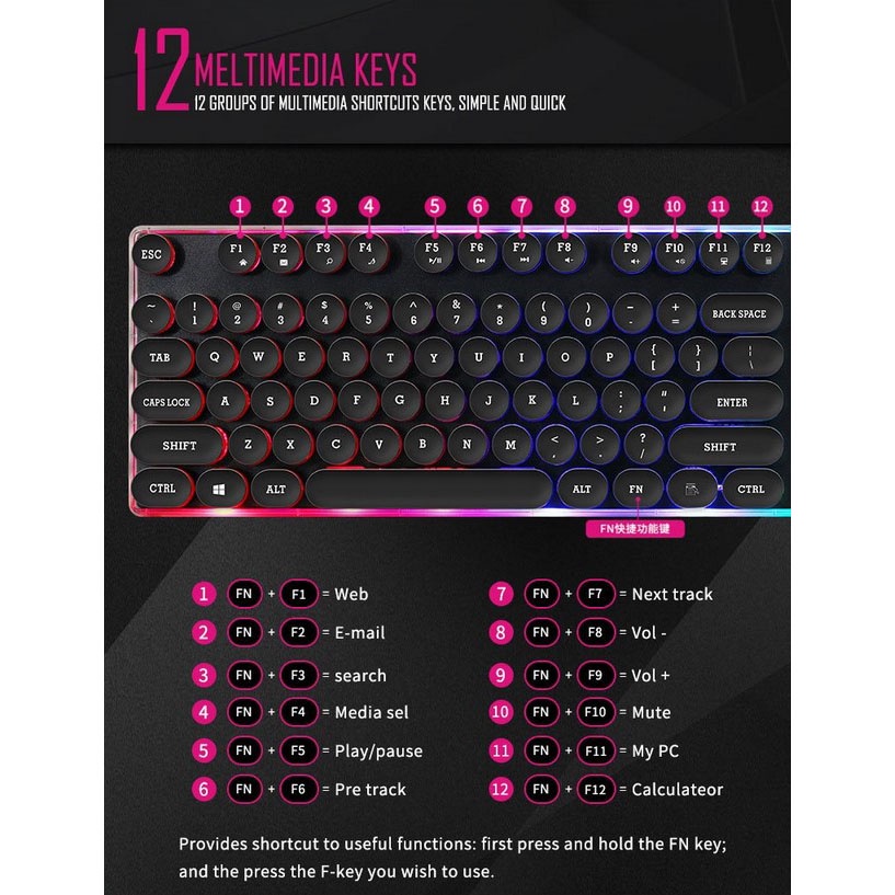 iMice Gaming Keyboard RGB Backlit - AK-700 - Black