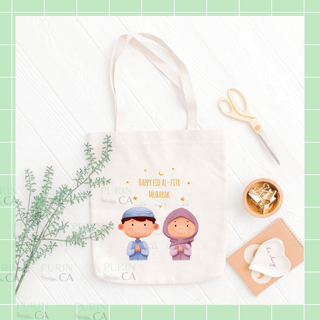 Tote bag Hampers Kanvas Motif Idul Fitri Eid Mubarak Lebaran 1