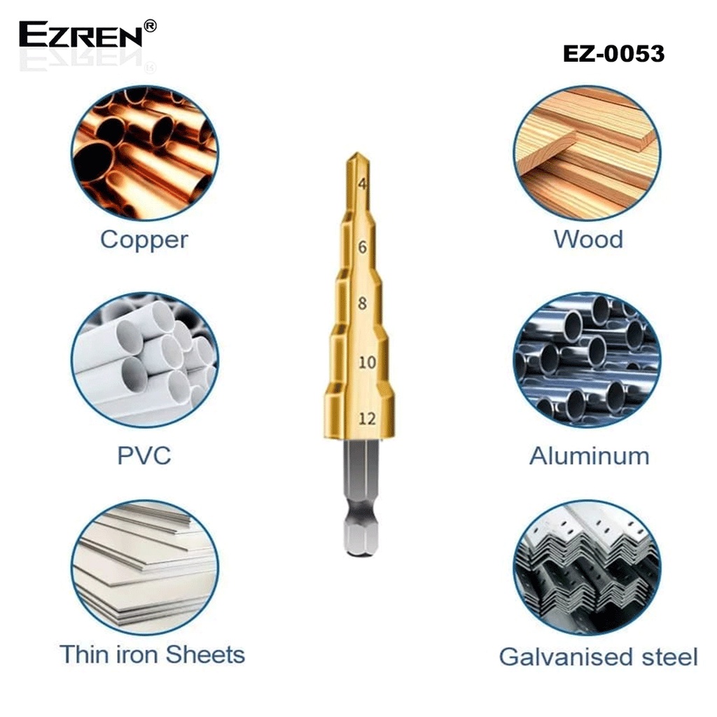 Ezren EZ-0053 Mata Bor Multi Step 4-12mm Pagoda Besi Drill Bits