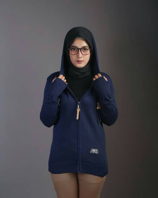 [Bayar Di Tempat] Jaket Sweater Rajut Hoodie Wanita Aril Roundhand Simple