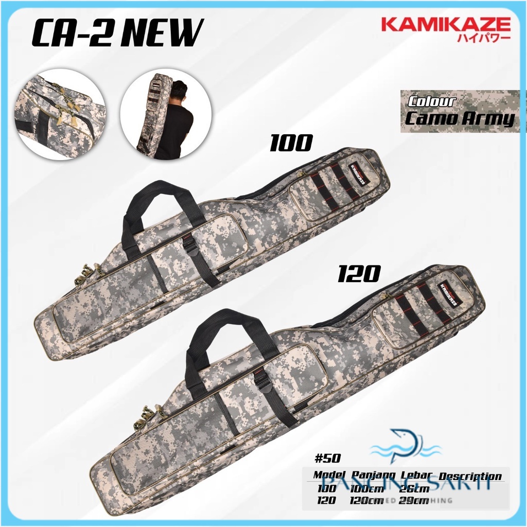 Tas Pancing KAMIKAZE CA-2 NEW Camo Army Abri Jinjing Selempang Besar Muat Banyak Alat Pancing Pancin
