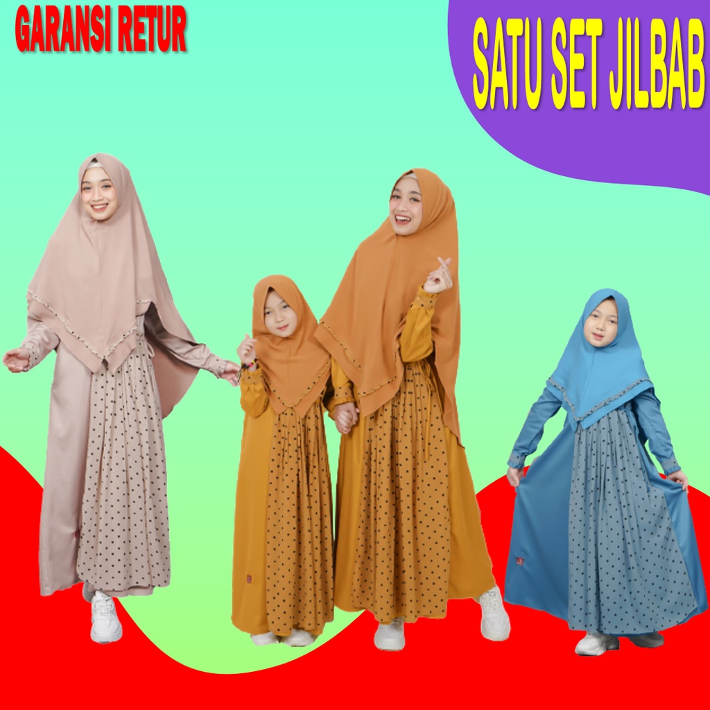 Arra gamis couple keluarga ibu anak bahan Toyobo Premium mix Ceruty Polkadot premium original