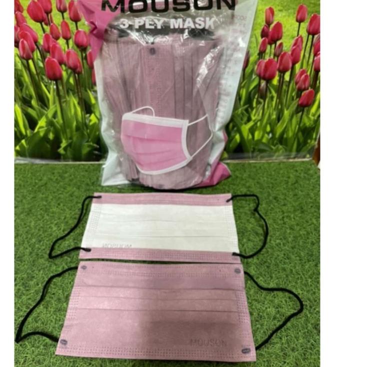 HARGA GROSIR >> masker earloop mouson warna pink lady pack 50pcs