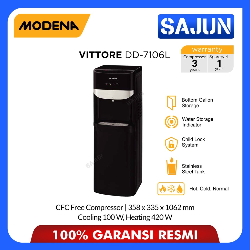 Modena Water Dispenser VITTORE DD 7106L Dispenser Air Galon Bawah