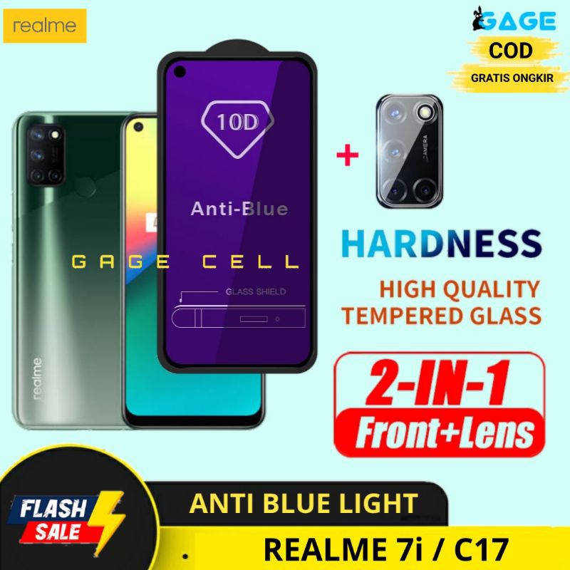 2IN1 TEMPERED GLASS ANTI BLUE LIGHT REALME C17 7i TG ANTI GORES RADIASI REALMI 7i C17 FULL LAYAR