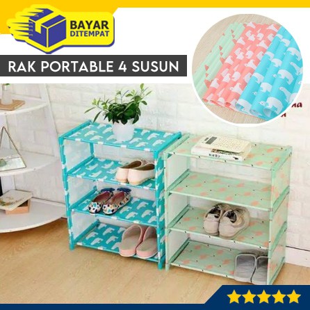 Rak Sepatu Barang Susun 4 Serbaguna Multifungsi Portable (HR12)