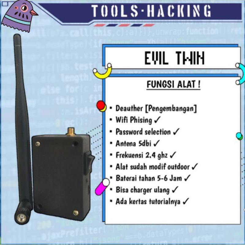 JUAL MURAH Portable Evil Twin Attack Deauther Fluxion Wifiphisher (WiFi Hack) Sudah Include Baterai