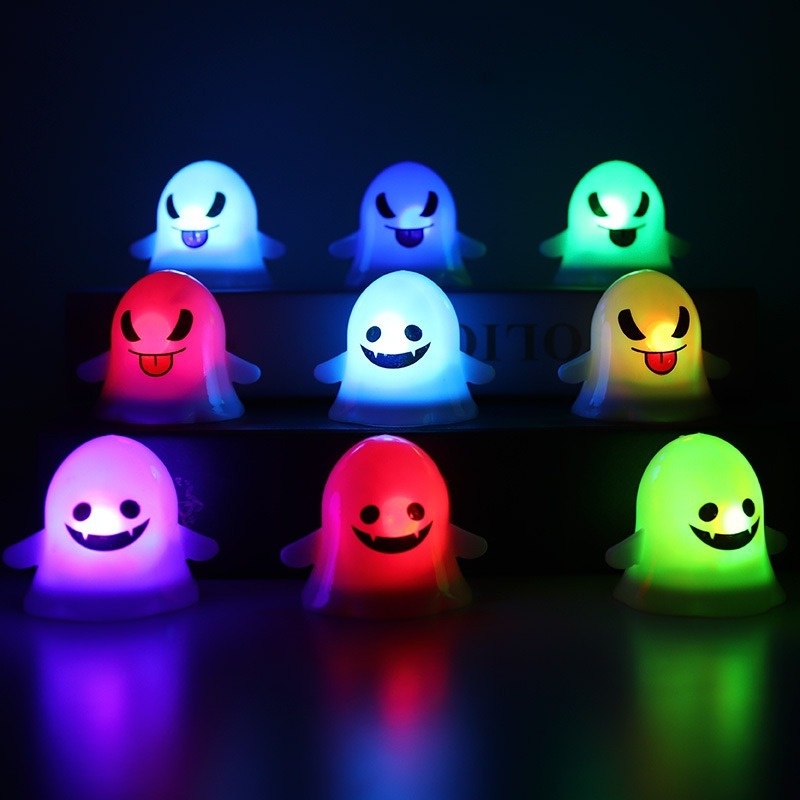 Lampu Malam LED Warna-Warni Bentuk Emoticon Untuk Dekorasi Halloween