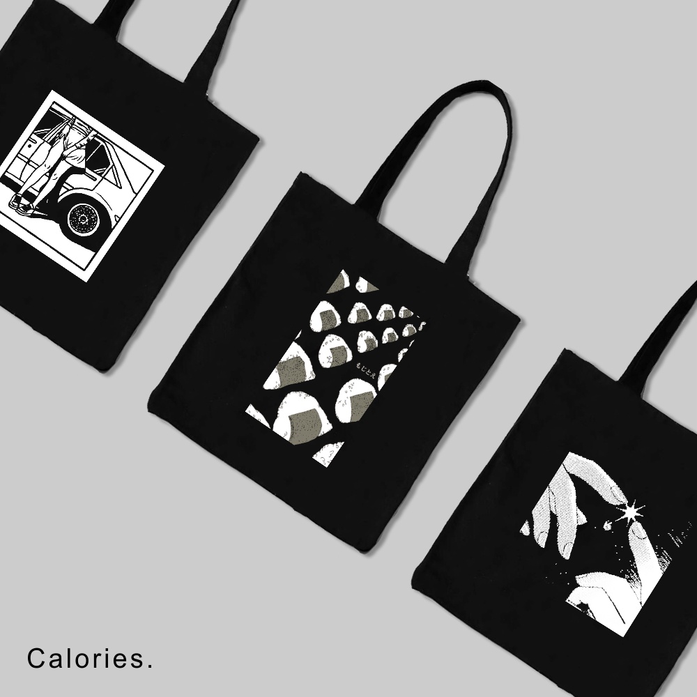Calories Totebag Hitam Estetik Jejepangan Style Jepang Klasik youth youth #htmn
