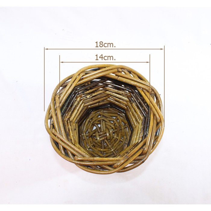 Rotan - keranjang tirus / pot rotan / pot rotan natural - D18