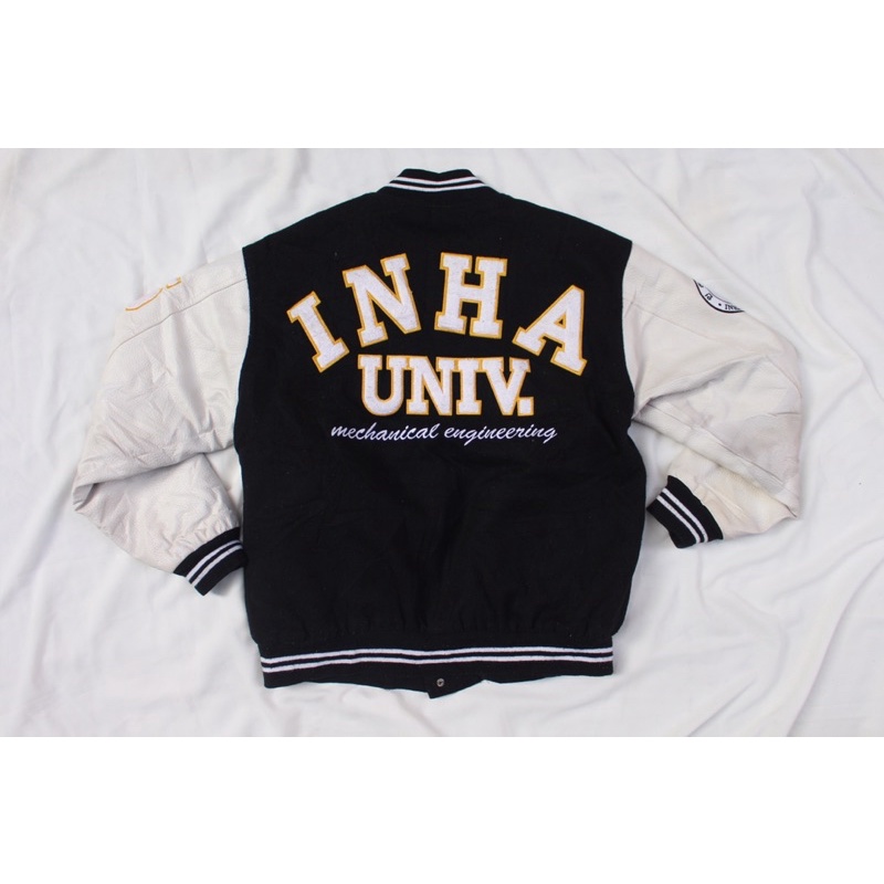 Jaket varsity leather wool inha univ