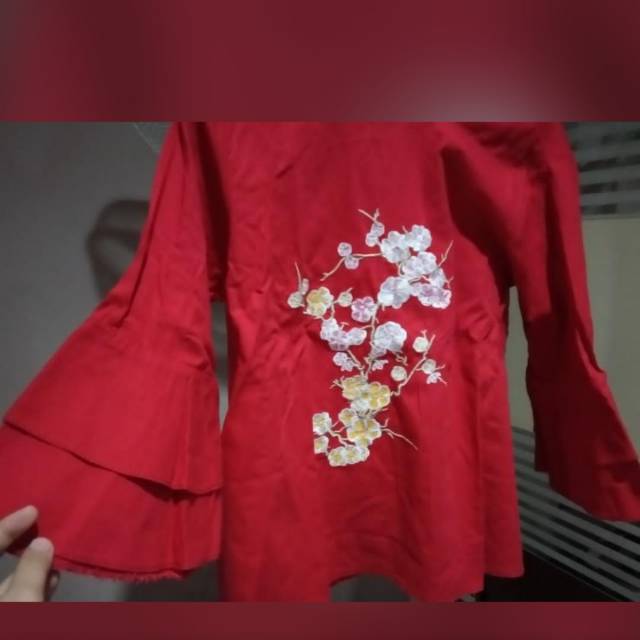 Linen baju bordir bunga