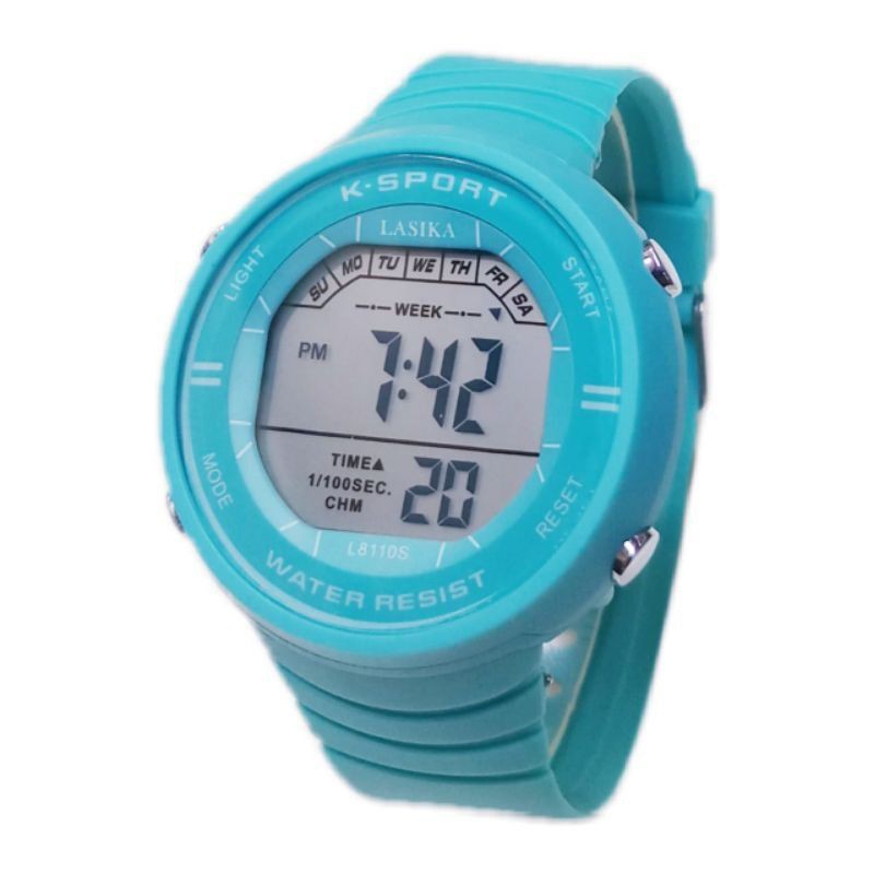 JAM TANGAN WANITA BULAT LASIKA/ K-SPORT STRAP RUBBER WATER RESISST