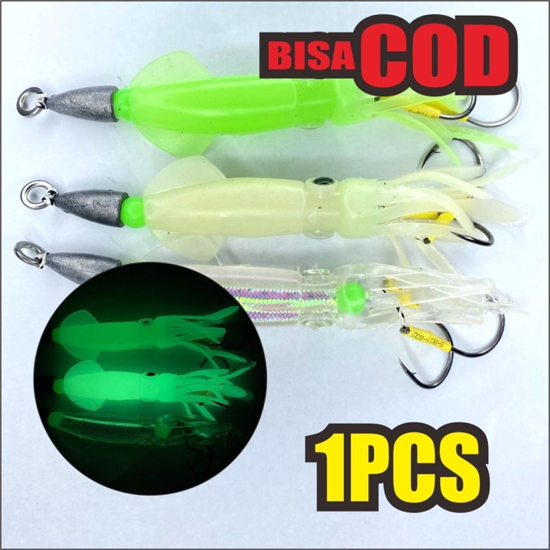 Umpan Cumi-Cumi Karet Softlure Dengan Mata Kail dan Pemberat