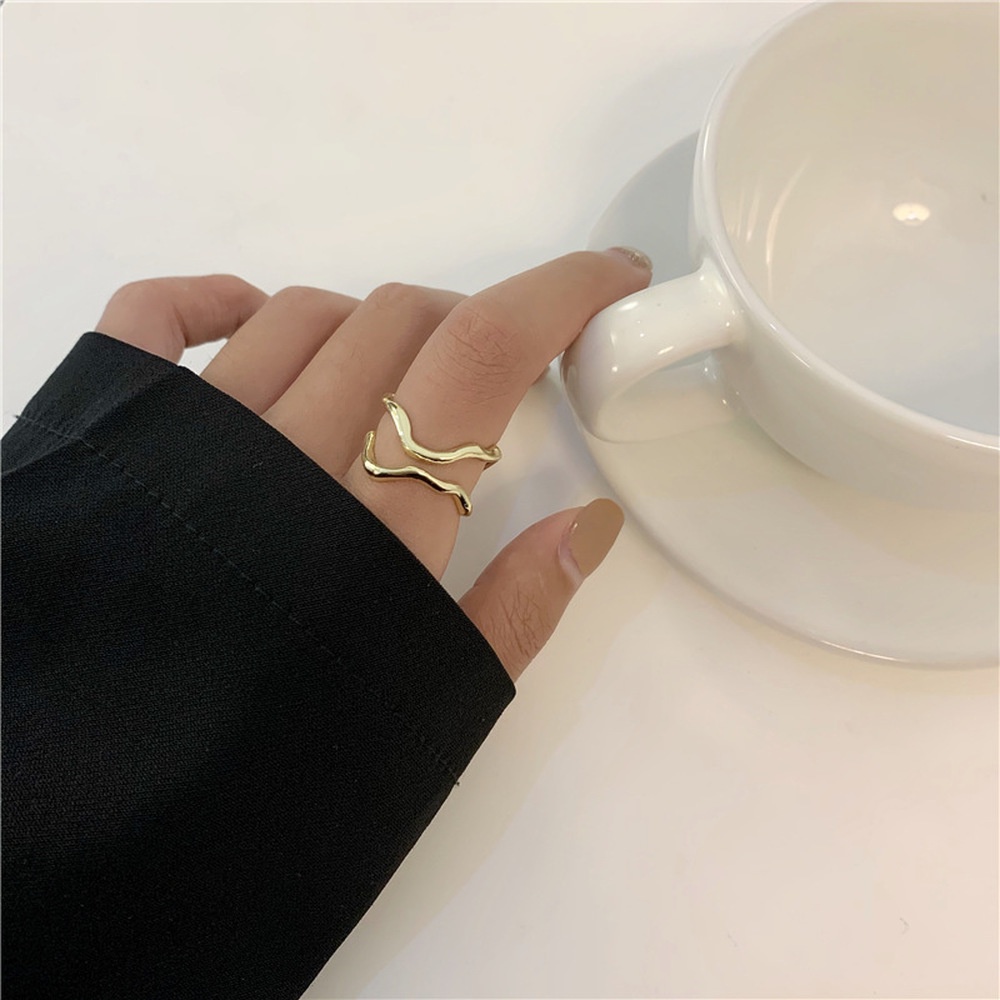 Korea Gaya Vintage Sederhana Cincin Baja Titanium Emas Aksesoris Perhiasan Fashion Wanita Hiphop Keren Rings