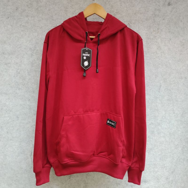 Sweater Hoodie Polos Maroon Pria Wanita Kualitas Premium