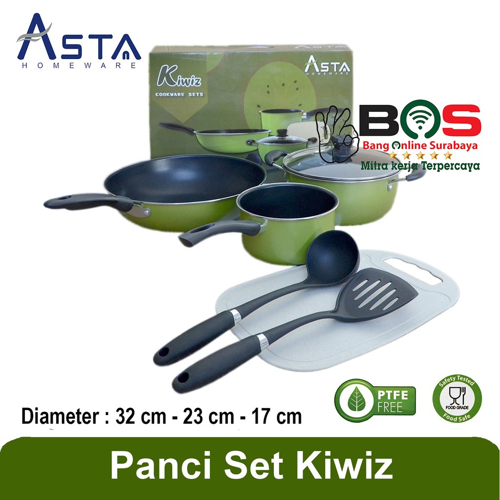 Panci Wajan Teflon Asta Kiwiz Set 7 Pcs Anti Lengket Cookware Panci Wajan Asta